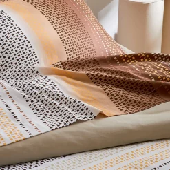 Drap plat esprit géométrique en coton (280x310 cm - Cuivre)