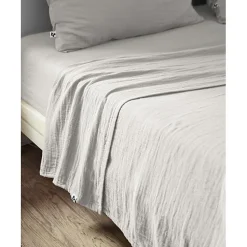 Drap plat "Gaïa" toutes dimensions "Gaze de Coton" - Gaïa Nuage - 240 x 300 cm pour lit 2 places