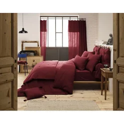 Drap plat "Gaïa" toutes dimensions "Gaze de Coton" - Gaïa Lie de Vin - 270 x 300 cm pour lit King size