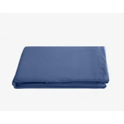 Drap plat Palace pur coton teint lavé, 63 fils/cm² Vent du sud - Palace Indigo - 240 x 290 cm pour lit 2 places