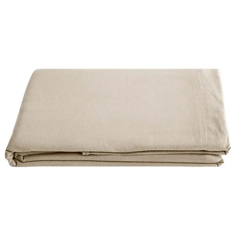 Drap plat Palace pur coton teint lavé, 63 fils/cm² Vent du sud - Palace Lin - 270 x 290 cm pour lit King Size