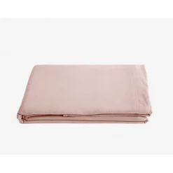 Drap plat Palace pur coton teint lavé, 63 fils/cm² Vent du sud - Palace Rose - 270 x 290 cm pour lit King Size