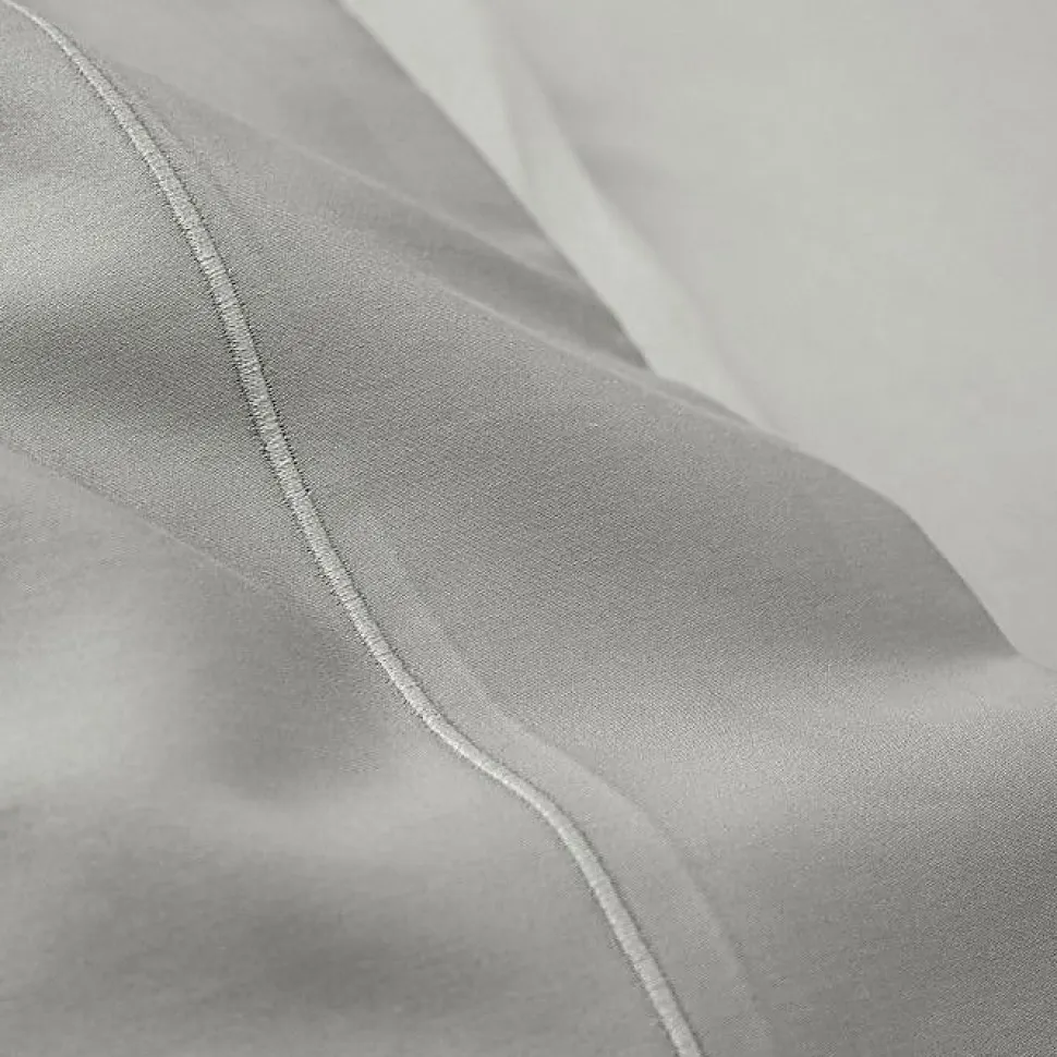 Drap plat percale de coton peigné "Julian" toutes dimensions Coton Pur - Julian Perle - 180 x 290 cm pour lit 1 place