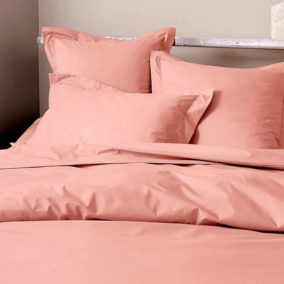 Drap plat percale de coton peigné "Julian" toutes dimensions Coton Pur - Julian Rose Poudré - 180 x 290 cm pour lit 1 place