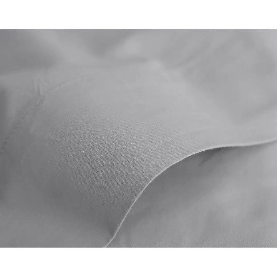 Drap plat percale pur coton peigné longues fibres 80 fils/cm² Vent du sud - Acier - 180 x 290 cm pour lit 1 place