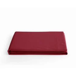 Drap plat percale pur coton peigné longues fibres 80 fils/cm² Vent du sud - Carmin - 180 x 290 cm pour lit 1 place
