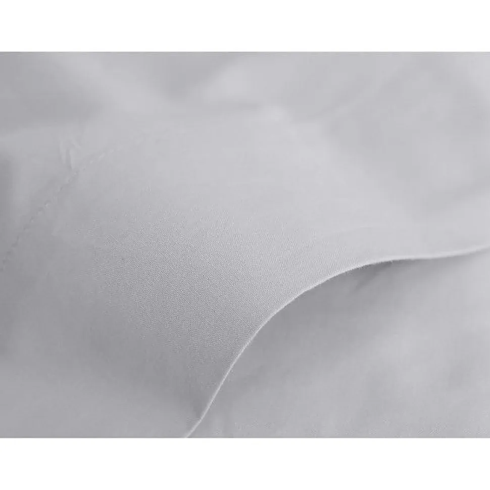 Drap plat percale pur coton peigné longues fibres 80 fils/cm² Vent du sud - Perle - 180 x 290 cm pour lit 1 place