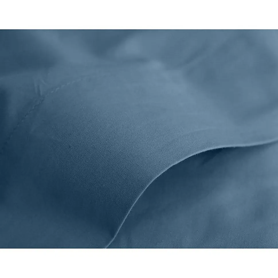 Drap plat percale pur coton peigné longues fibres 80 fils/cm² Vent du sud - Marine - 240 x 300 cm pour lit 2 places