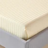 Drap plat satin rayé en coton égyptien 330 fils jaune pâle, 270x300 cm - HOMESCAPES