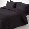 Drap plat satin rayé en coton égyptien 330 fils noir, 178x255 cm - HOMESCAPES