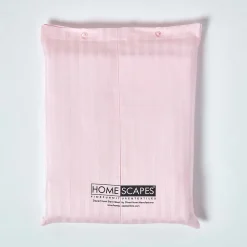 Drap plat satin rayé en coton égyptien 330 fils rose, 240x275 cm - HOMESCAPES