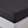 Drap plat satin rayé en coton égyptien 330 fils noir, 270x300 cm - HOMESCAPES