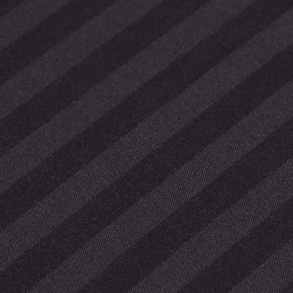 Drap plat satin rayé en coton égyptien 330 fils noir, 270x300 cm - HOMESCAPES