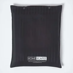 Drap plat satin rayé en coton égyptien 330 fils noir, 270x300 cm - HOMESCAPES