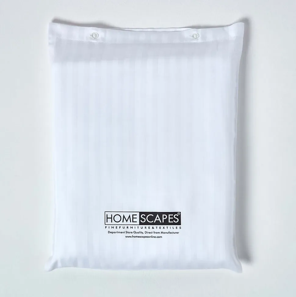 Drap plat satin rayé en coton égyptien 330 fils blanc, 180x290 cm - HOMESCAPES