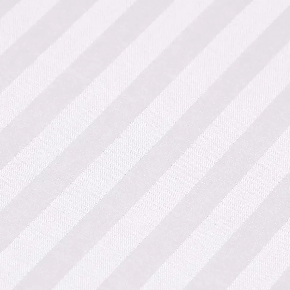Drap plat satin rayé en coton égyptien 330 fils blanc, 180x290 cm - HOMESCAPES
