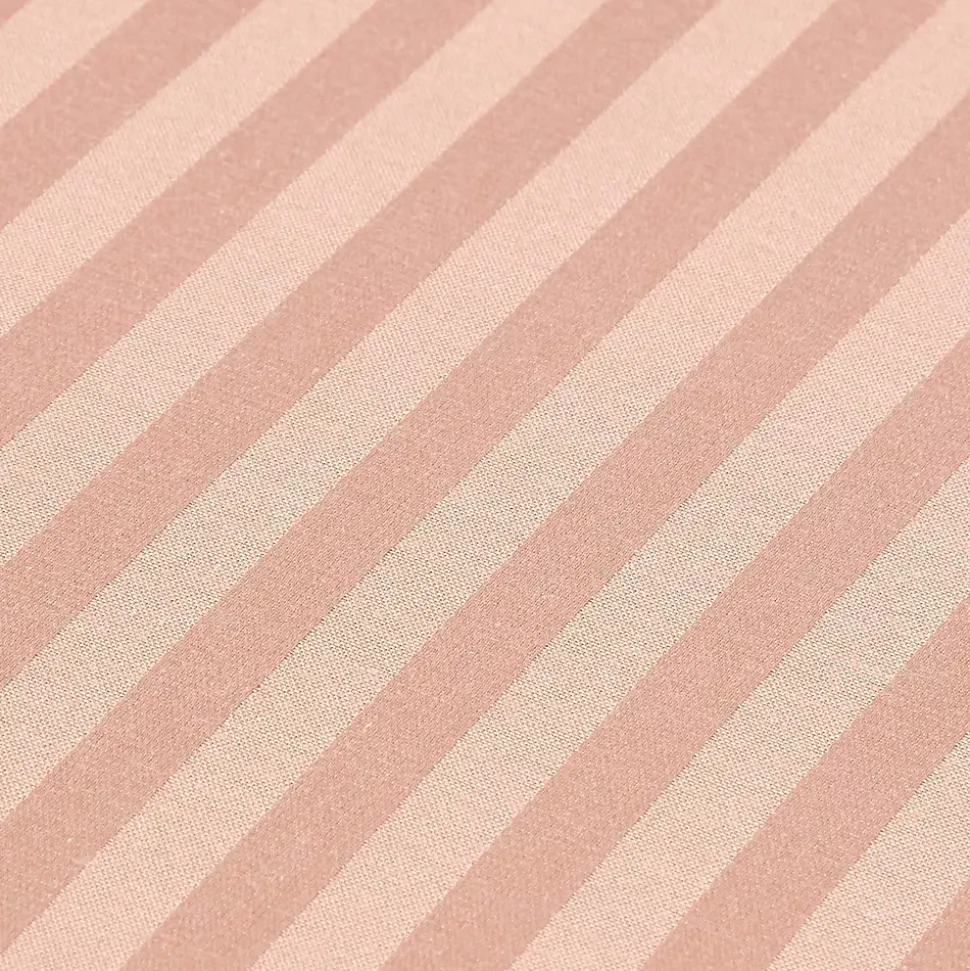 Drap plat satin rayé en coton égyptien 330 fils taupe, 230x255 cm - HOMESCAPES