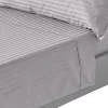 Drap plat satin rayé en coton égyptien 330 fils gris, 275x275 cm - HOMESCAPES