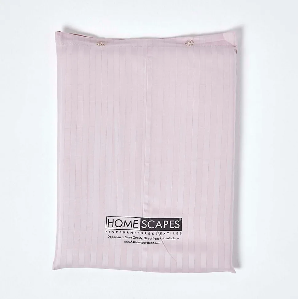 Drap plat satin rayé en coton égyptien 330 fils violet, 270x300 cm - HOMESCAPES