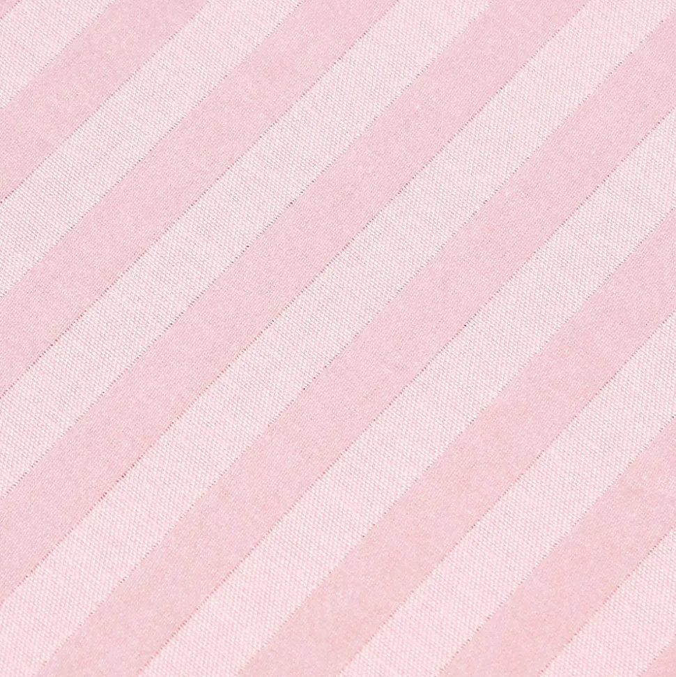 Drap plat satin rayé en coton égyptien 330 fils rose, 240x300 cm - HOMESCAPES