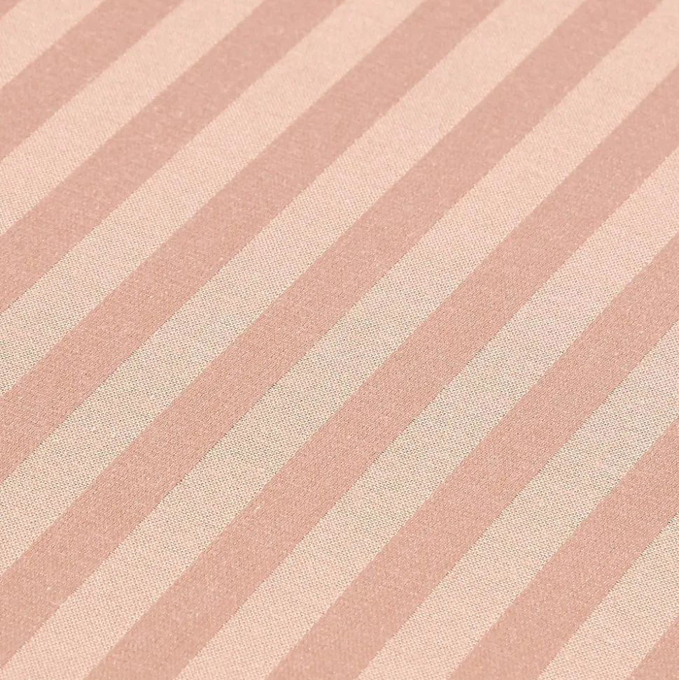 Drap plat satin rayé en coton égyptien 330 fils taupe, 178x255 cm - HOMESCAPES