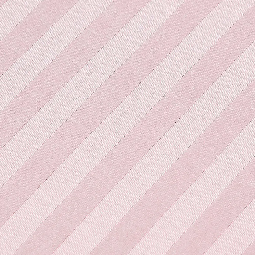 Drap plat satin rayé en coton égyptien 330 fils violet, 275x275 cm - HOMESCAPES