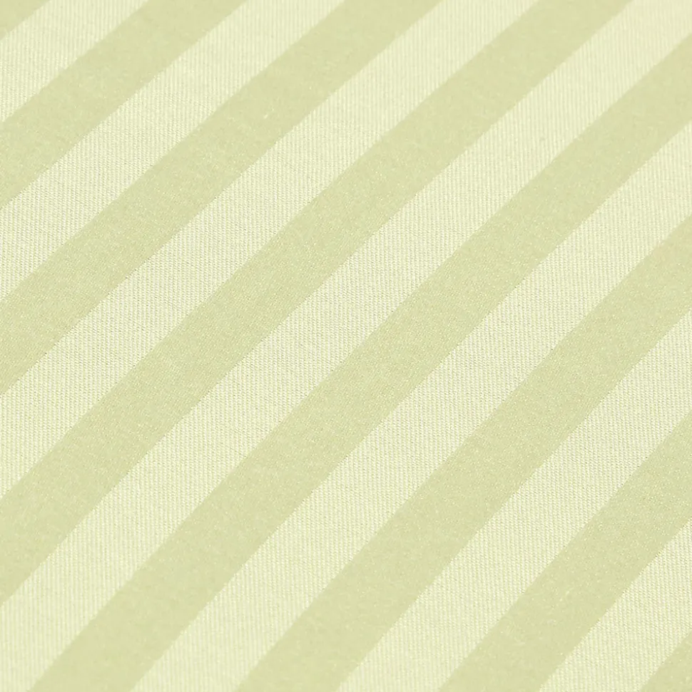 Drap plat satin rayé en coton égyptien 330 fils vert sauge, 178x255 cm - HOMESCAPES