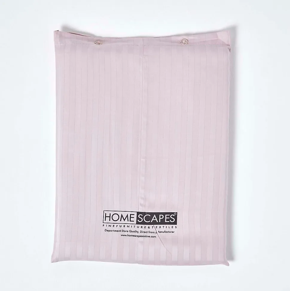 Drap plat satin rayé en coton égyptien 330 fils violet, 240x300 cm - HOMESCAPES