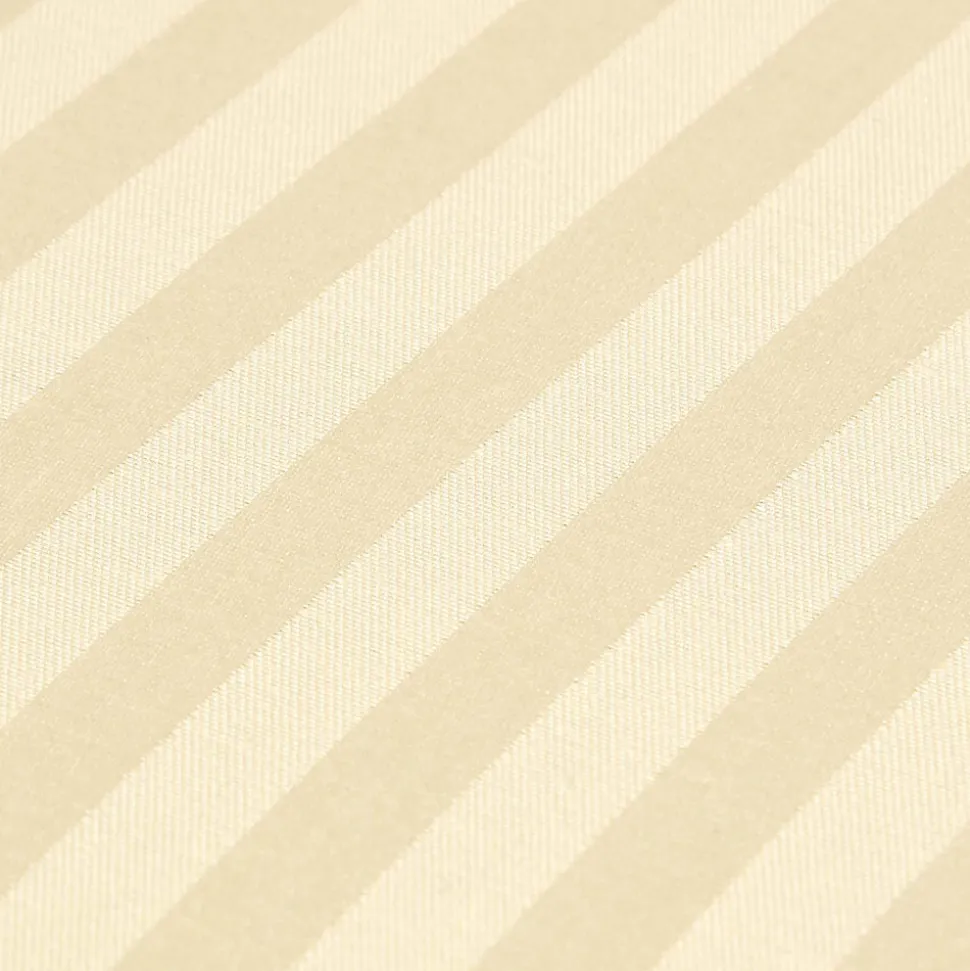 Drap plat satin rayé en coton égyptien 330 fils jaune pâle, 230x255 cm - HOMESCAPES