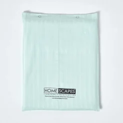 Drap plat satin rayé en coton égyptien 330 fils bleu, 275x275 cm - HOMESCAPES
