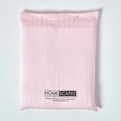 Drap plat satin rayé en coton égyptien 330 fils rose, 180x290 cm - HOMESCAPES