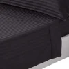 Drap plat satin rayé en coton égyptien 330 fils noir, 240x275 cm - HOMESCAPES