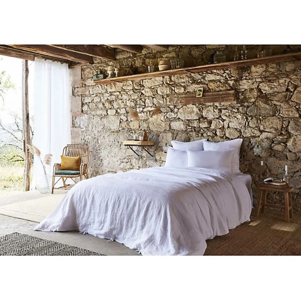 Drap plat "Soline" toutes dimensions Lin lavé - Soline Craie - 240 x 300 cm pour lit 2 places