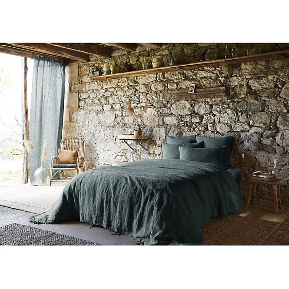 Drap plat "Soline" toutes dimensions Lin lavé - Soline Ardoise - 270 x 300 cm pour lit King size