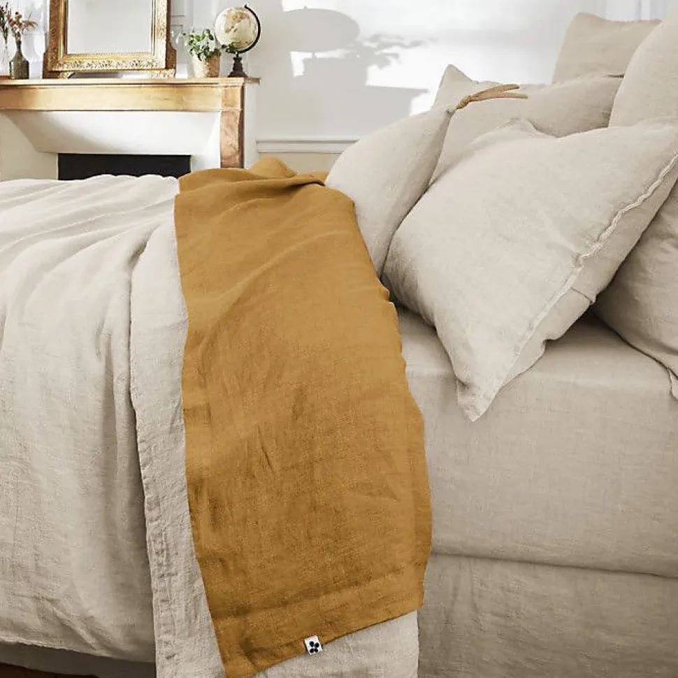 Drap plat "Soline" toutes dimensions Lin lavé - Soline Caramel - 270 x 300 cm pour lit King size