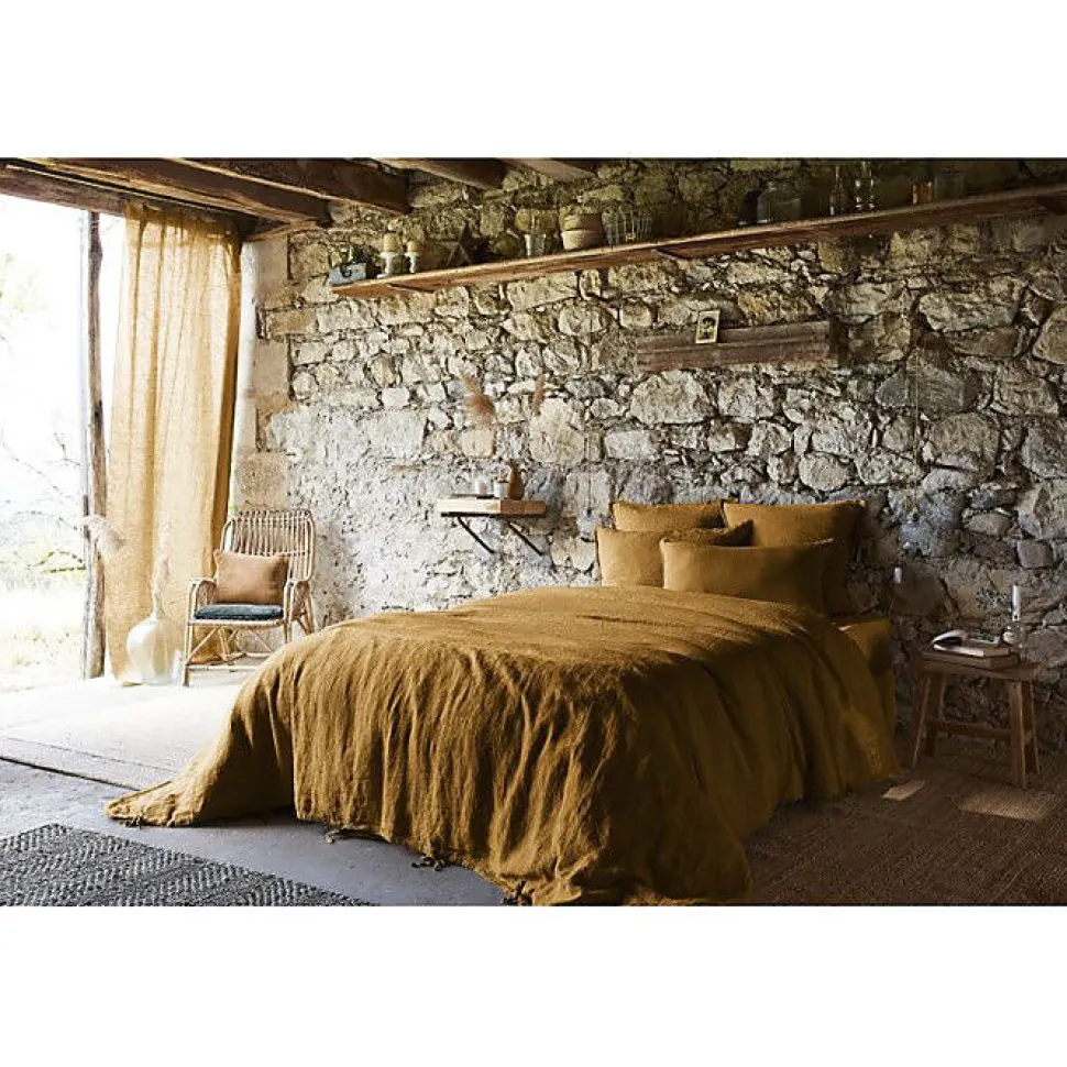 Drap plat "Soline" toutes dimensions Lin lavé - Soline Caramel - 270 x 300 cm pour lit King size