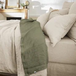 Drap plat "Soline" toutes dimensions Lin lavé - Soline Thym - 240 x 300 cm pour lit 2 places