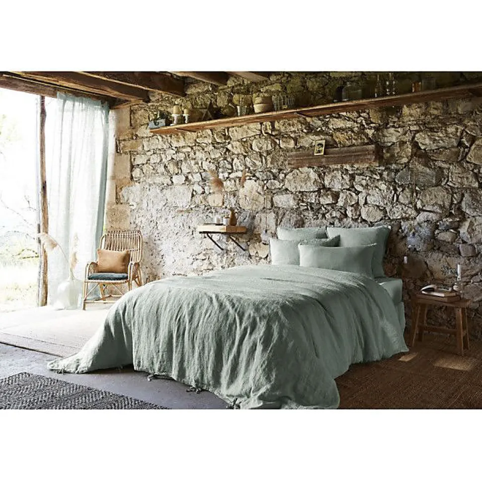 Drap plat "Soline" toutes dimensions Lin lavé - Soline Eucalyptus - 270 x 300 cm pour lit King size