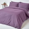 Drap plat uni 100 % coton égyptien 200 fils violet, 240x275 cm - HOMESCAPES