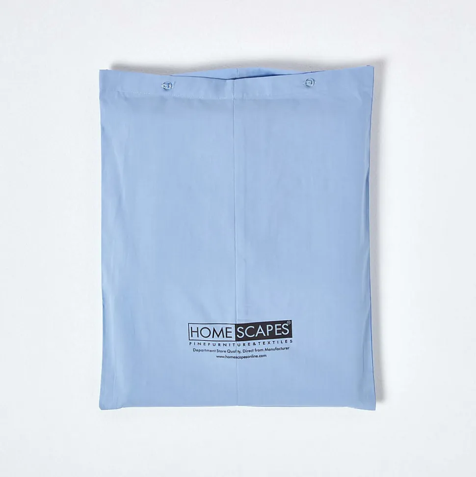 Drap plat uni 100 % coton égyptien 200 fils bleu, 178x255 cm - HOMESCAPES