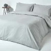 Drap plat uni 100 % coton égyptien 200 fils gris argent, 178x255 cm - HOMESCAPES
