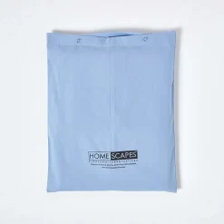 Drap plat uni 100 % coton égyptien 200 fils bleu, 230x255 cm - HOMESCAPES