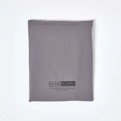 Drap plat uni 100 % coton égyptien 200 fils gris foncé, 230x255 cm - HOMESCAPES
