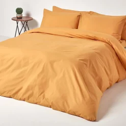 Drap plat uni 100 % coton égyptien 200 fils jaune moutarde, 180x290 cm - HOMESCAPES