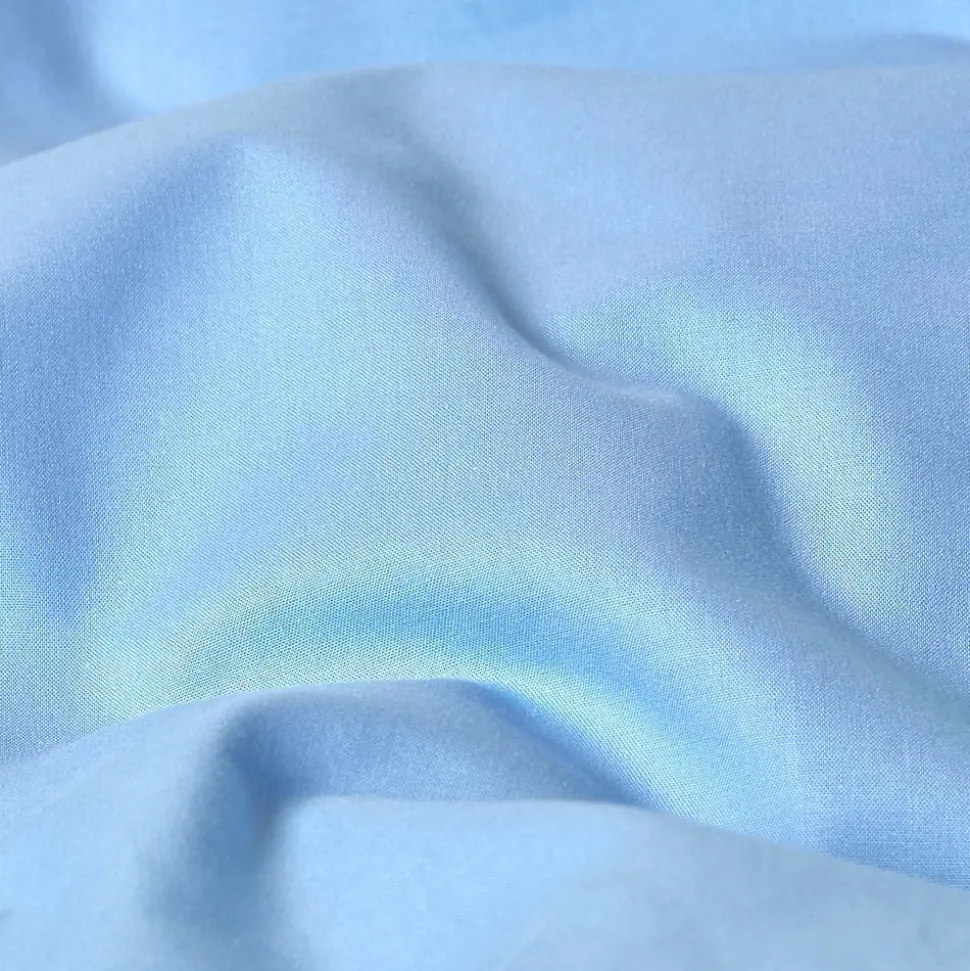 Drap plat uni 100 % coton égyptien 200 fils bleu, 240x275 cm - HOMESCAPES