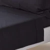 Drap plat uni 100 % coton égyptien 200 fils noir, 230x255 cm - HOMESCAPES