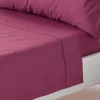 Drap plat uni 100 % coton égyptien 200 fils bordeaux, 178x255 cm - HOMESCAPES