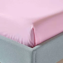 Drap plat uni 100 % coton égyptien 200 fils rose, 178x255 cm - HOMESCAPES