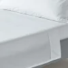 Drap plat uni 100 % coton égyptien 200 fils blanc, 270x300 cm - HOMESCAPES