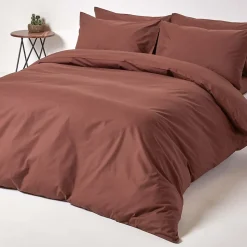 Drap plat uni 100 % coton égyptien 200 fils marron chocolat, 178x255 cm - HOMESCAPES